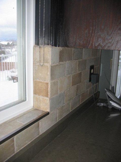 Tile Back Splash with window in kitchen